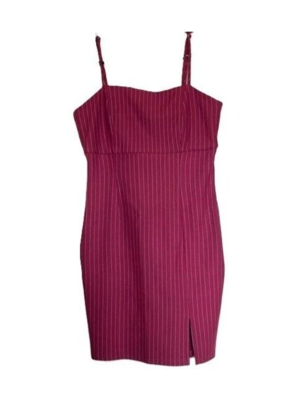 Forever 21 Pinstripe Mini Dress Women's XS Bodycon Stretch New Burgundy & White
